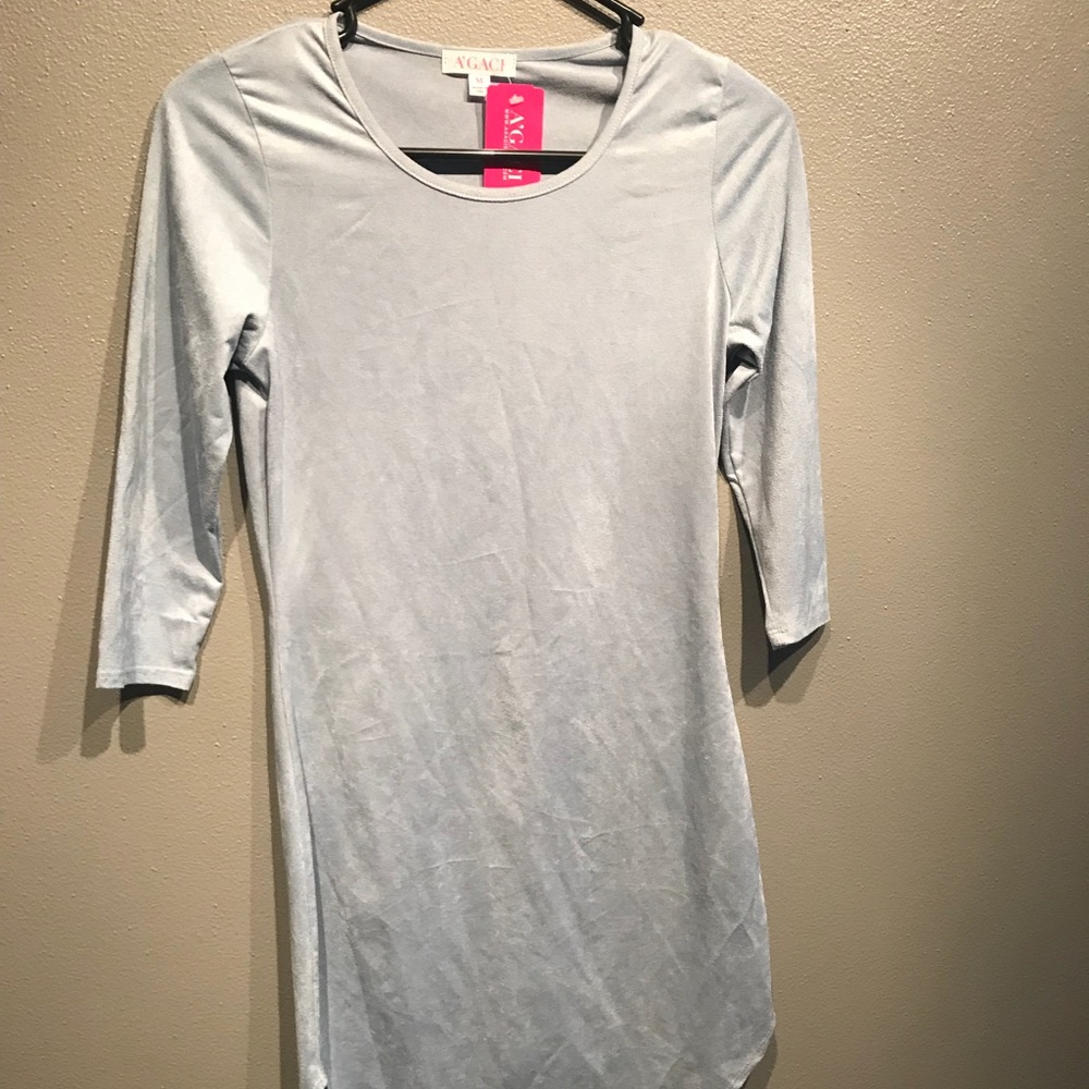 NEW Light blue suede quarter sleeve dress